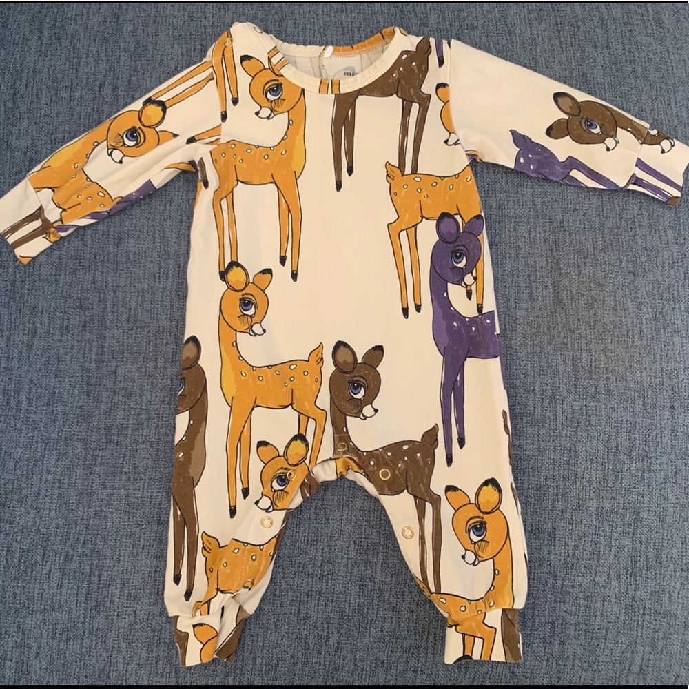 MINI RODINI Roe Deer Baby One-Piece Brown